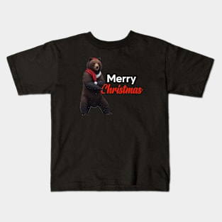 Brown Bear Merry Christmas - Christmas Design Kids T-Shirt